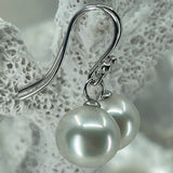 9ct White Gold Cultured Broome South Sea Pearl Hook Earrings