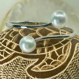 Cultured Broome Double Pearl Sterling Silver Hinge Bangle
