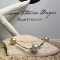 Broome and South Sea Golden Pearl 9ct Chain Bracelet