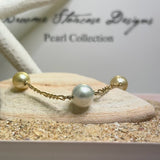 Broome and South Sea Golden Pearl 9ct Chain Bracelet