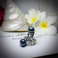 Cultured Freshwater Black Pearl Staircase to the Moon Ring
