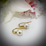9ct Gold Broome Pearl Hook Earrings