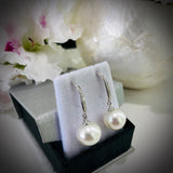 18ct White Gold Broome Pearl & Diamond Earrings