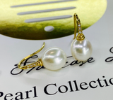 Broome Pearl Earrings 18ct Yellow Gold & Diamonds 