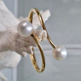 Stunning 9ct Gold Broome Double Pearl Bangle