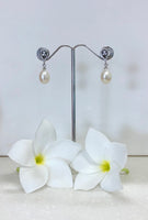 Cultured Freshwater Pearl Earrings Sterling Sliver & Cubic Zirconia
