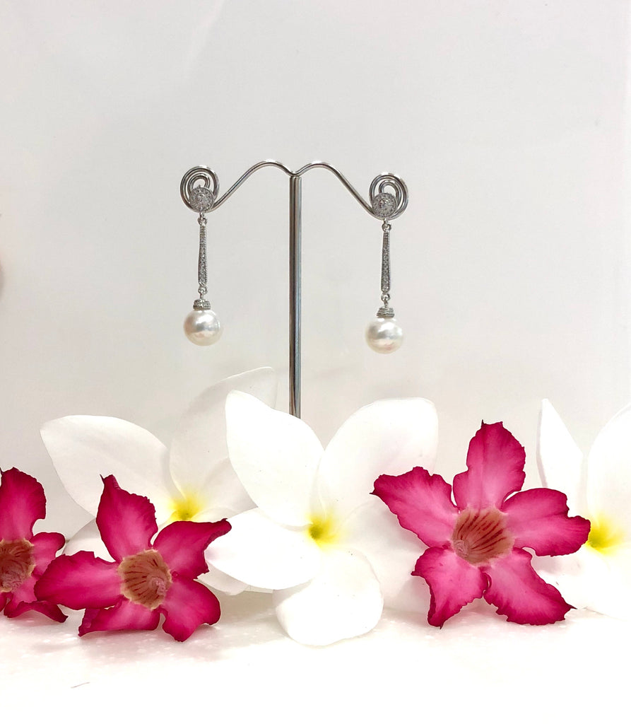 Dangle Broome Pearl Cubic Zirconia Earrings