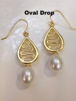 Cultured Freshwater Pearl Staircase Earrings Gold 