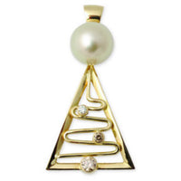 Broome Pearl and Diamond Entrance Point Staircase Pendant 18ct Gold