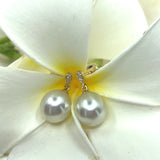 9ct Broome Pearl Pave set Diamond Earrings 
