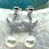 925 Starfish Broome Pearl Drop Stud Earrings