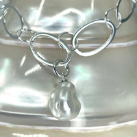 Broome Keshi Pearl Sterling Silver Chain Bracelet