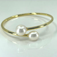 Cultured Pearl Gold Flexi Bangle