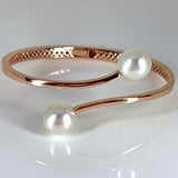 9ct Rose Gold Broome Double Pearl Bangle