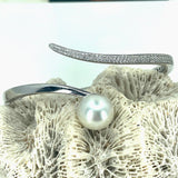 Fancy Broome Pearl Sterling Silver Cubic Zirconia Hinge Bangle