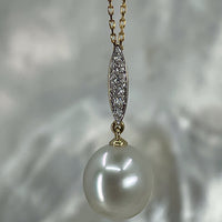 9ct Diamond Broome Pearl Pendant