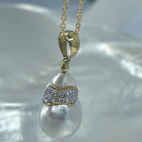 Broome Keshi Pearl Pendant with Diamond Pave Set 18ct Gold