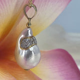 18ct Broome Keshi Pearl Pendant with Diamonds