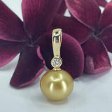 Exquisite Cultured Golden South Sea Pearl 9ct Enhancer with Diamond