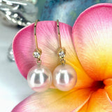 18ct Broome Pearl and Diamond hook Earrings